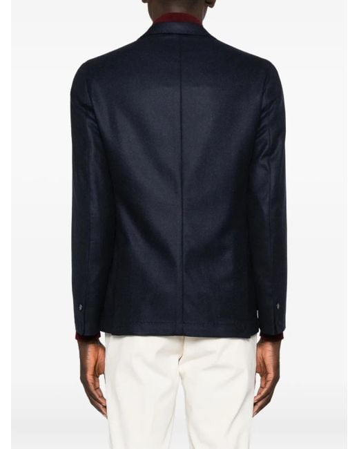 Barba Napoli Blue Single-Breasted Blazer for men