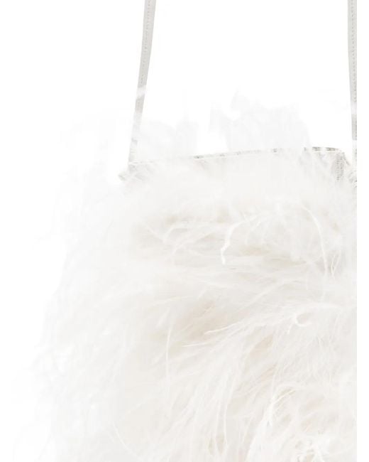 Yves Salomon White Feather-Detail Cross Body Bag