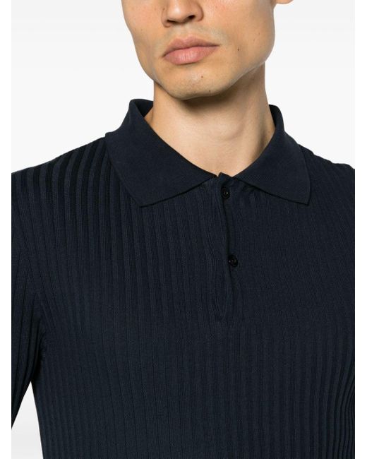 Sandro Geripptes Poloshirt aus Bio-Baumwolle in Blue für Herren