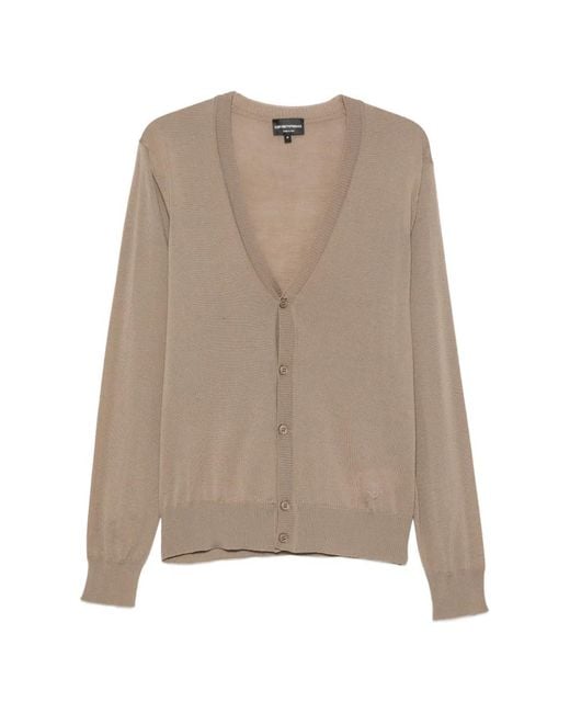 Emporio Armani Natural V-Neck Button-Up Cardigan for men