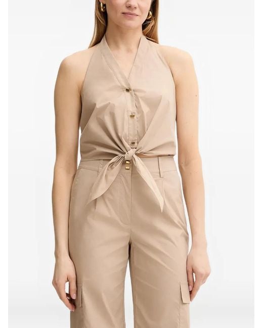 MARCIANO BY GUESS Natural Pat Buttoned Top