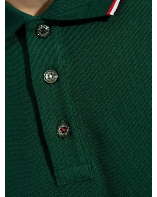 Polo En Piqué De Coton Moncler pour homme en coloris Green