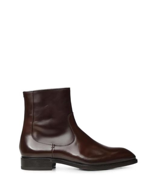 Lardini Brown Zip-Fastening Leather Boots for men