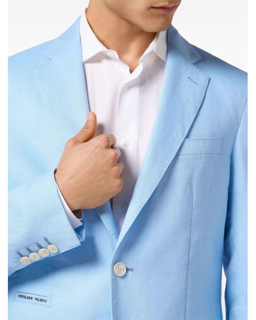 Blazer en lin à simple boutonnage Philipp Plein pour homme en coloris Blue