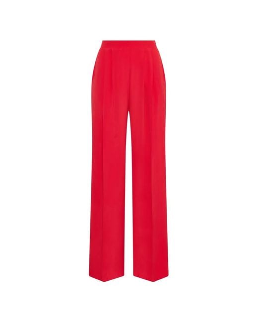 Maliparmi Red Pleat Fluid Crepe Trousers