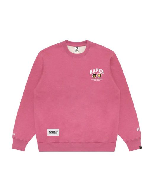 Aape By A Bathing Ape Sweater Met Logo En Ronde Hals in het Pink voor heren
