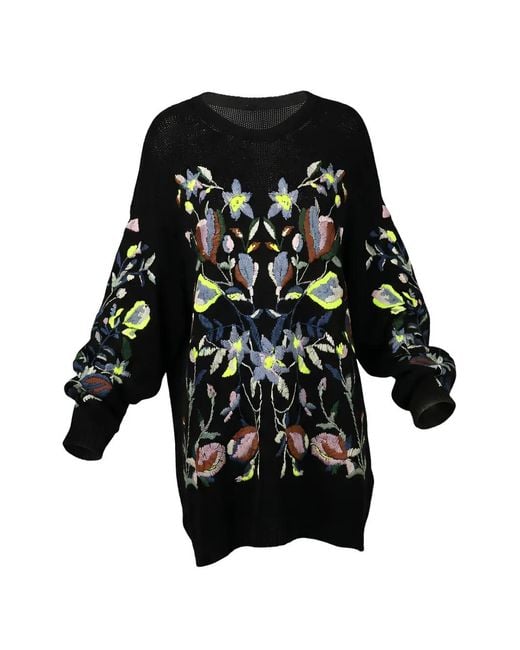 Valentino Garavani Black Floral-Embroidered Sweater for men