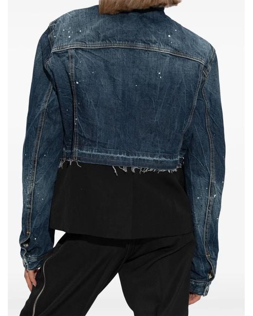 DSquared² Blue Logo-Patch Cotton Jacket