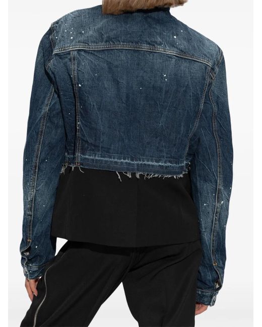 DSquared² Blue Logo-Patch Cotton Jacket
