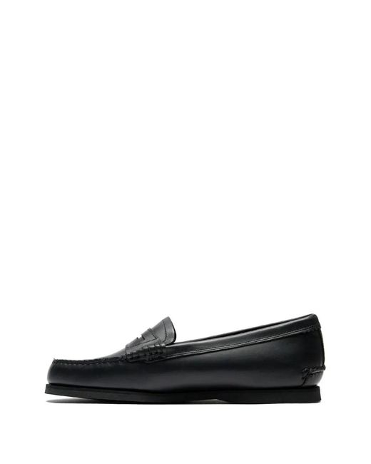 Timberland Black Logo-Embossed Penny Loafers for men