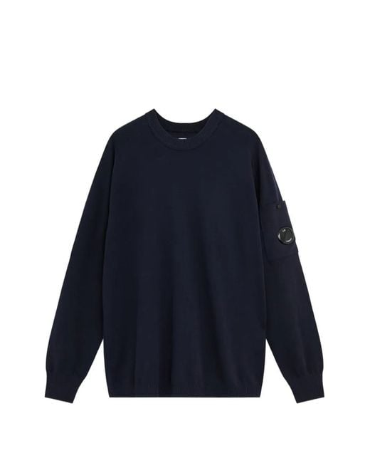 C P Company Blue Lens-Detail Long-Sleeve Sweater for men