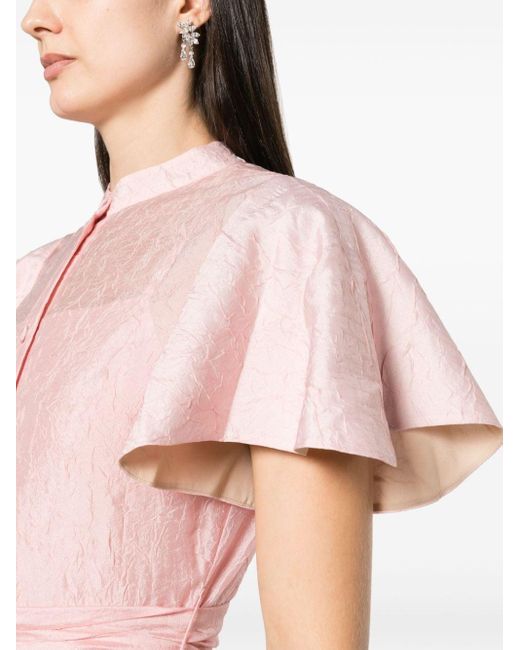 Baruni Pink Clematis Belted Maxi Dress