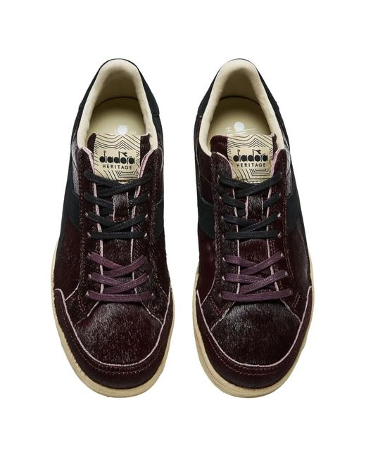 Diadora Black Prestige Croco Faux-Pony-Hair Crocodile-Effect Sneakers
