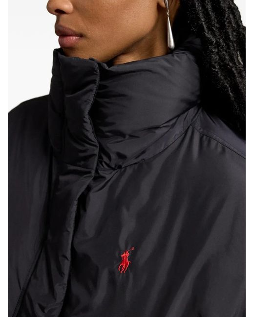 Polo Ralph Lauren Black Doudoune À Boutonnière