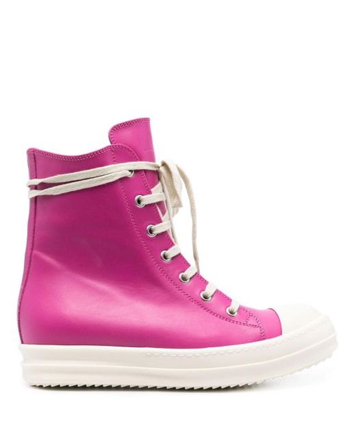 Rick Owens High-top Leather Trainers in Pink | Lyst