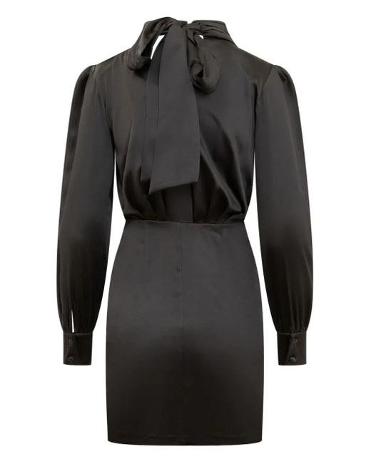 ACTUALEE Black Rose-Detail High-Neck Dress