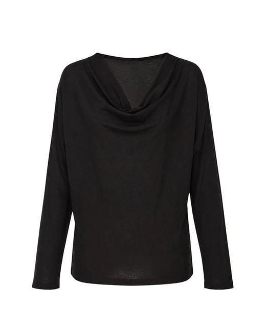 Club21 Collection Black Cowl-Neck Long-Sleeve Blouse