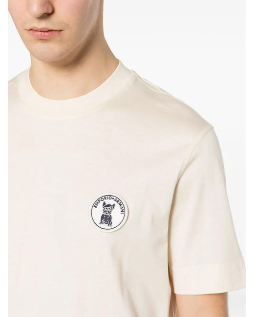 Emporio Armani White Logo-Patch T-Shirt for men