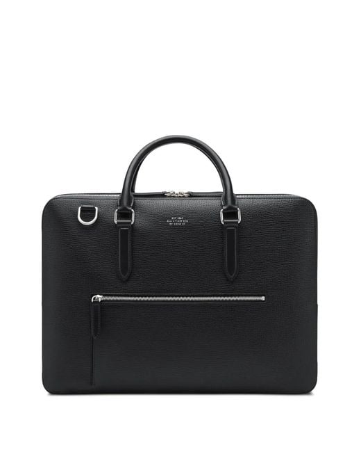 Smythson Black Large Ludlow-Leather Zip-Front Briefcase