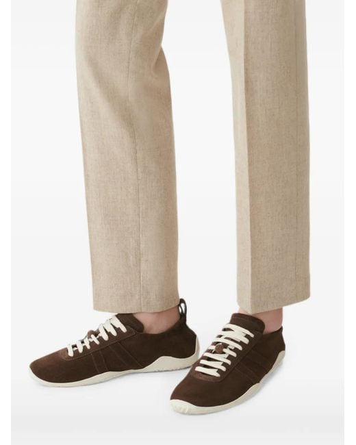 Fabiana Filippi Brown Suede Bead-Embellished Sneakers