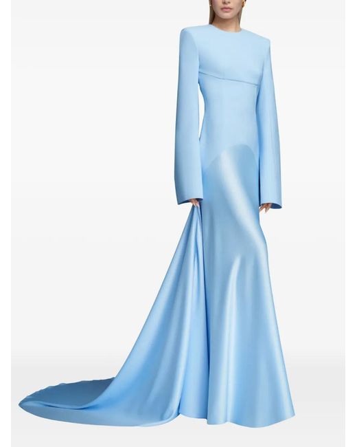 Solace London Blue Claudine Flared-Sleeve Maxi Dress