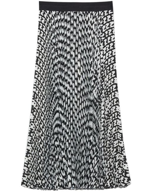 MSGM Black All-Over-Logo-Print Skirt