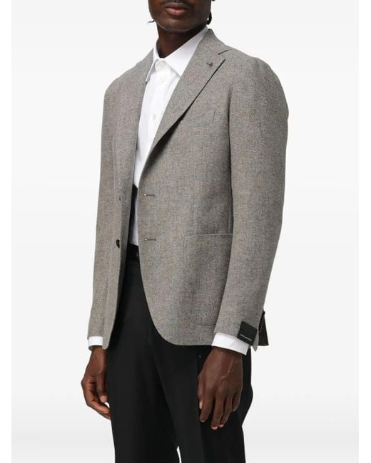 Tagliatore Gray Herringbone Wool Blazer for men