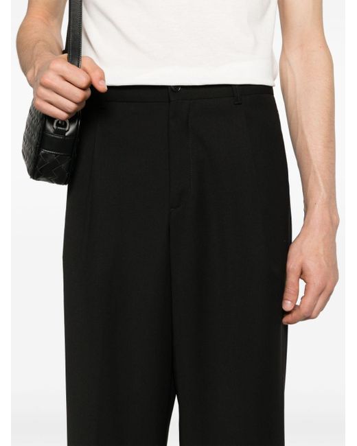 Giorgio Armani Black Pleated Tapered Trousers for men