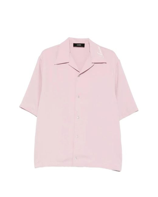 Amiri Pink Front Button Camp Collar Shirt for men