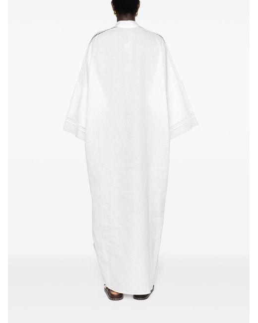 Ermanno Scervino Linnen Maxi-jurk Met Kanten Vlak in het White