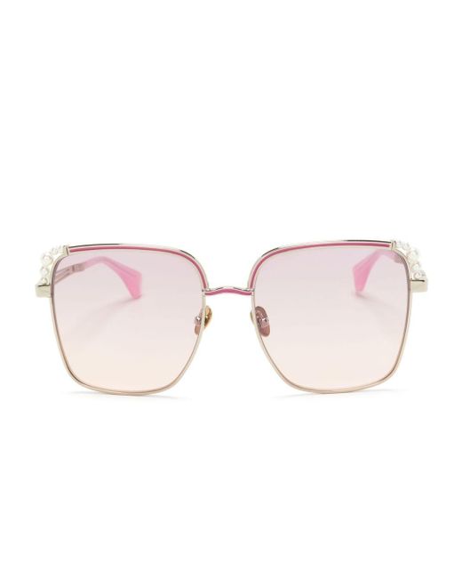 Vivienne Westwood Pink Pearl-detailing Oversize-frame Sunglasses for men