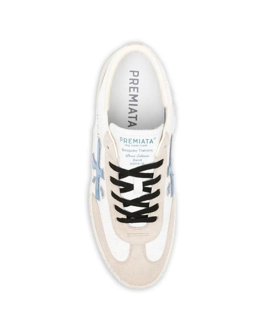 Premiata White Appliqué Sneakers for men