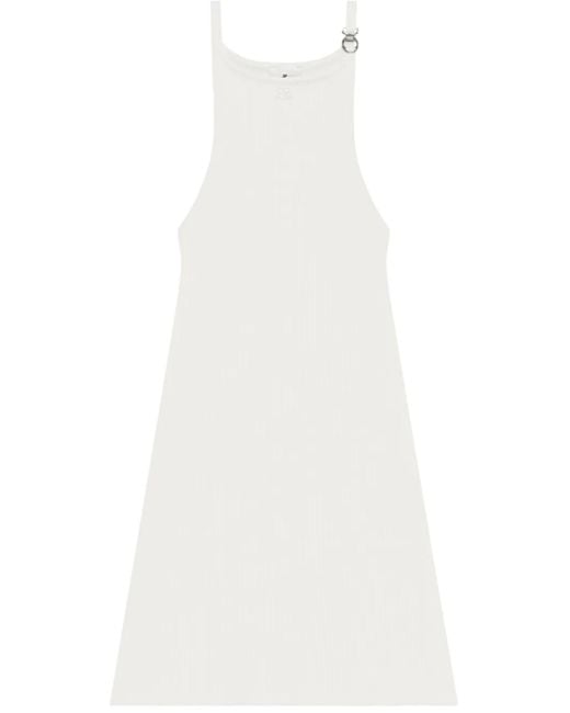 Courreges White Buckle-Detail Ribbed Dress