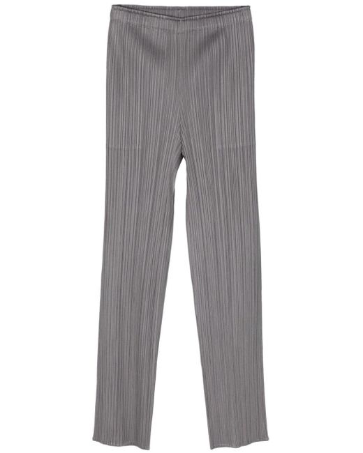Pleats Please Issey Miyake Gray Pleated Cropped Trousers