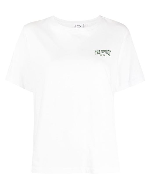 The Upside White Logo-print Organic Cotton T-shirt