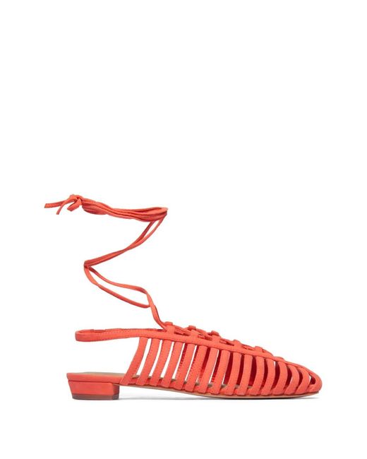 Bernardo Red Geneva Caged Lace-Up Sandals