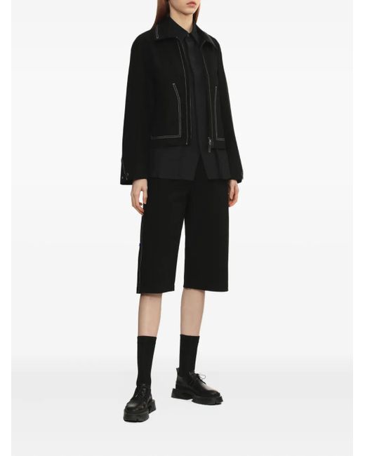 Adererror Black Contrast-Stitch Zip-Up Jacket