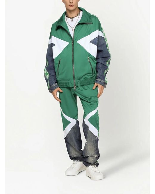 Dolce & Gabbana Green Patchwork Bomber Jacket for men