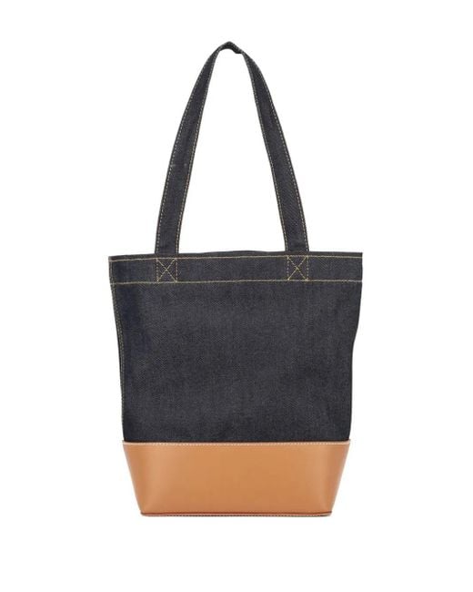 Shopper tote axel in denim e pelle con logo uomo di A.P.C. in Blue
