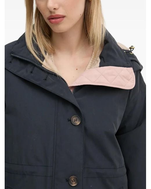 Barbour Blue Button Hooded Coat