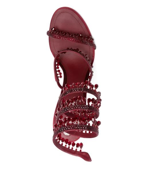 Rene Caovilla Pink 110Mm Embellished Satin Heeled Sandals