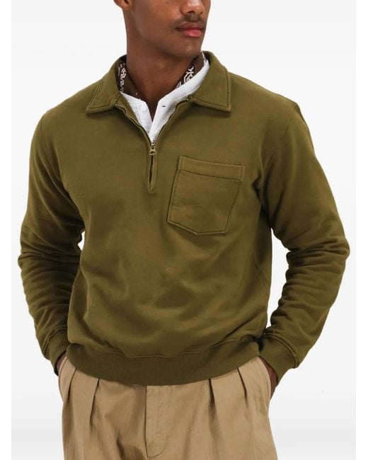 Fortela Green Yale Quarter-Zip Sweatshirt for men