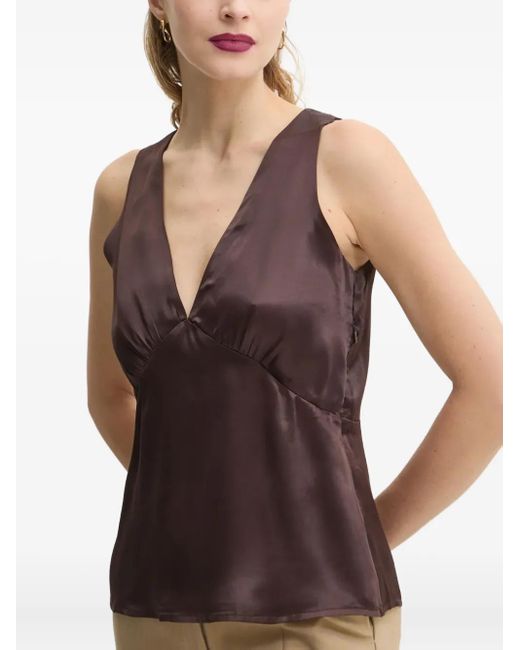 Day Birger et Mikkelsen Purple V-Neck Gathered Top