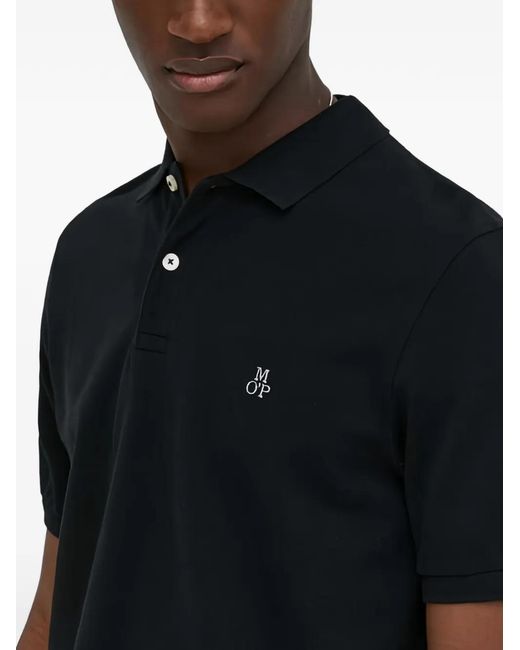 Marc O' Polo Blue Logo-Embroidery Short-Sleeves Polo Shirt for men