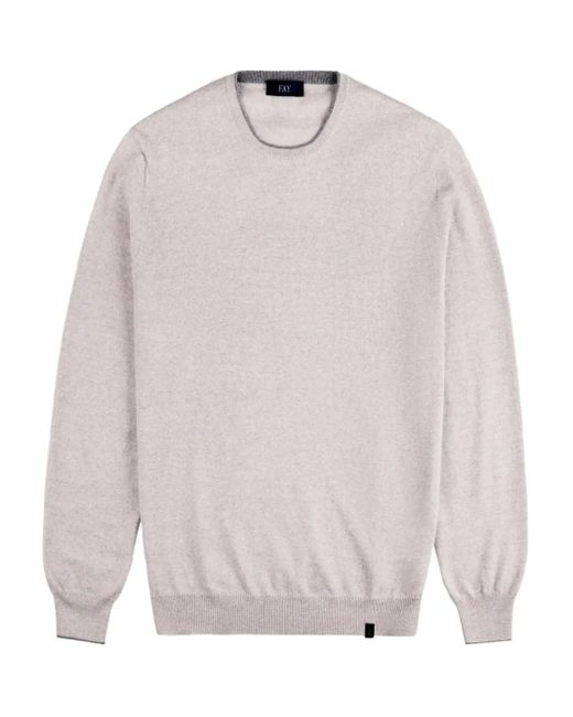 Fay White Elbow-Patch Crew-Neck Sweater for men