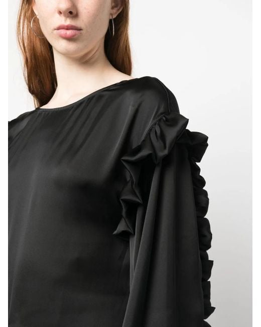 Remain Black Ruffled Long-Sleeved Maxi Dress