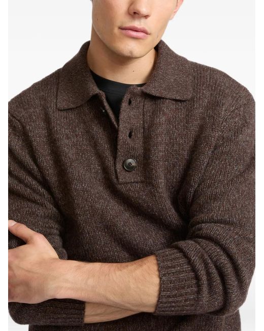 Yves Salomon Brown Long-Sleeve Polo Shirt for men