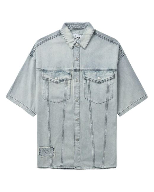 Izzue Blue Washed Denim Shirt for men