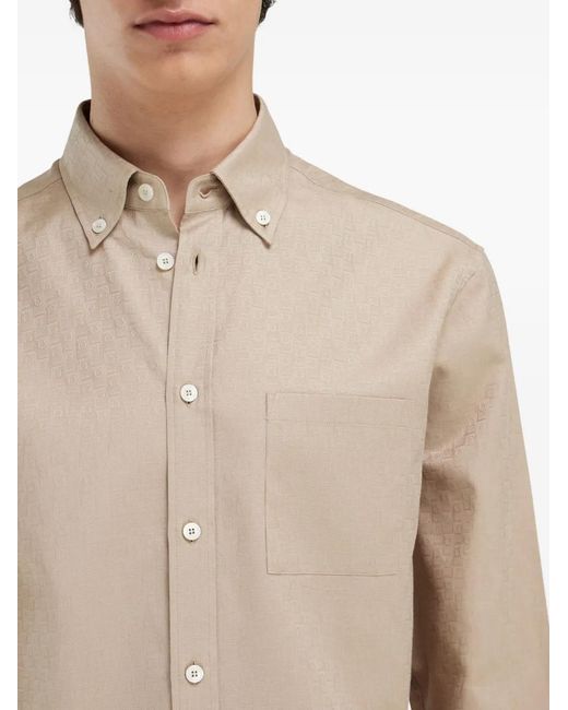 Ferragamo Natural Monogram Button-Down Shirt for men
