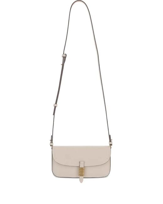 Pinko White Medium Saddle Flat Leather Shoulder Bag